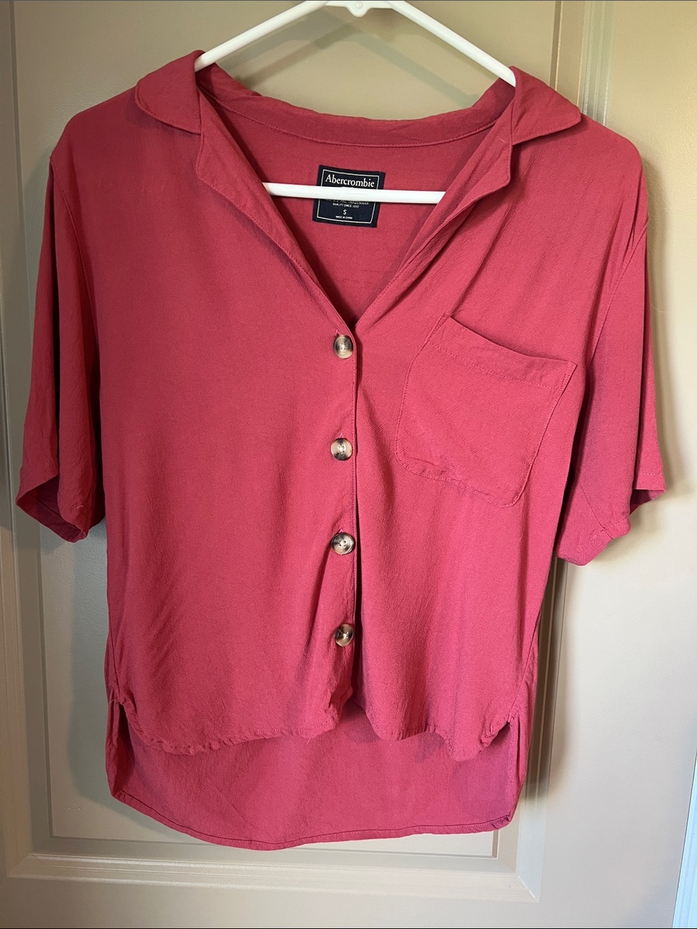 Abercrombie & Fitch Women's Short Sleeve Button Up Blouse Relaxed Fit Size Sm